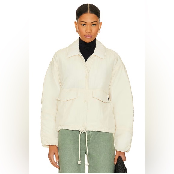 Free People Movement Off the Bleachers Coaches Jacket in Sea Salt Size Small NWT - Picture 7 of 12